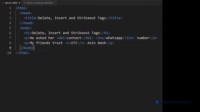 HTML Delete, Insert and Strikeout Tags Explained in Tamil смотреть онлайн