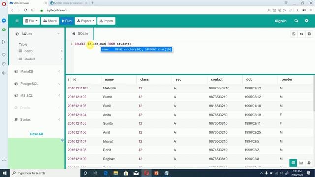 SQL Query commands BASIC INTRODUCTION CLASS 10 IT 402 | UNIT 3 смотреть онлайн
