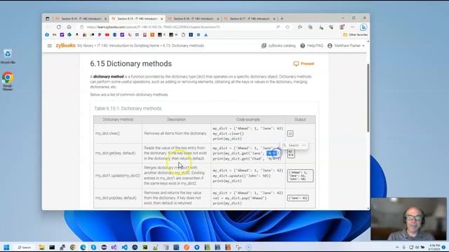 IT 140 zyBooks Ch 6 Dictionaries смотреть онлайн