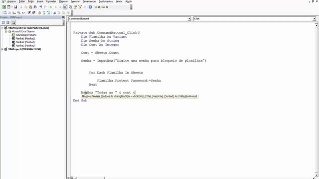 Bloqueando todas as planilhas com VBA - Estrutura For Each смотреть онлайн