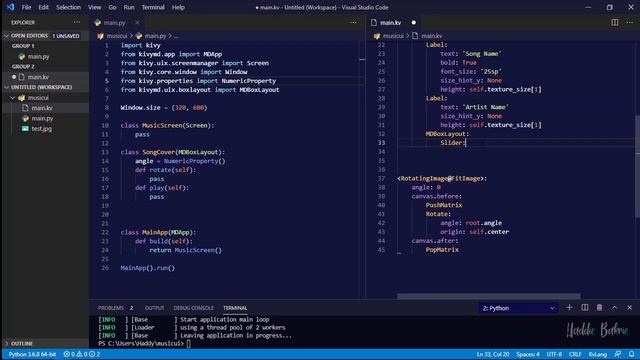 Music Player UI design with KivyMD/Kivy in Python смотреть онлайн