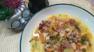 СУП со СВИНЫМИ КОПЧЕНЫМИ РЕБРЫШКАМИ и КАРТОШКОЙ