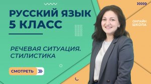 Речевая ситуация. Стилистика. Видеоурок 30. Русский язык 5 класс
