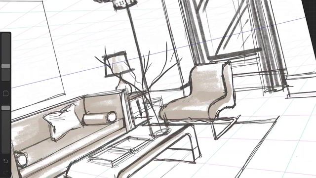 How to use Procreate to quickly sketch an interior design living room perspective смотреть онлайн