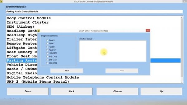 OPCOM (Vaux-Com) ASTRA J - Parking Assist Control Module - Fault Code Scan