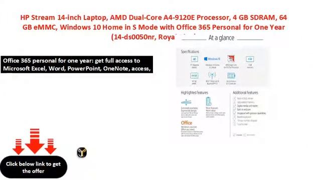 HP Stream 14-inch Laptop, AMD Dual-Core A4-9120E Processor, 4 GB SDRAM, 64 GB eMMC смотреть онлайн