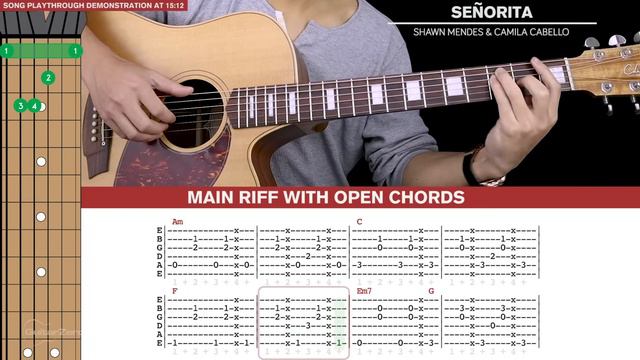 Señorita Guitar Lesson 🎸💃 Shawn Mendes Camila Cabello NO CAPO Guitar Tutorial |Chords + TAB| смотреть онлайн