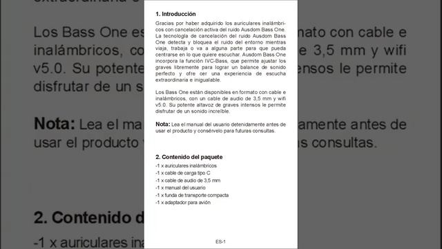 Ausdom Bass One Noise Cancelling Headphones - Multi-language User Manual смотреть онлайн