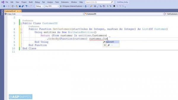 ASP.Net Entity Framework GridView Custom Paging tutorial