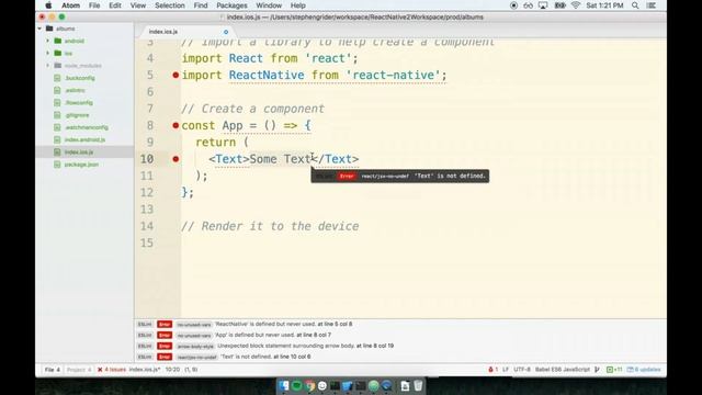 15 - Creating a Component with JSX in React Native смотреть онлайн