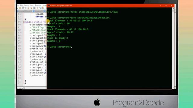 Generic Stack Implementation Using Linked List in java Programming Language (Data structure) смотреть онлайн