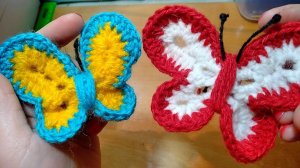 АППЛИКАЦИЯ КРАСИВАЯ БАБОЧКА КРЮЧКОМ  НОВЫЙ МАСТЕР КЛАСС ЧАСТЬ 2