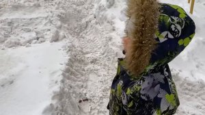 Адри играет в снегу ❄️ Много снега ❄️ Фронтальный погрузчик убирает снег ❄️