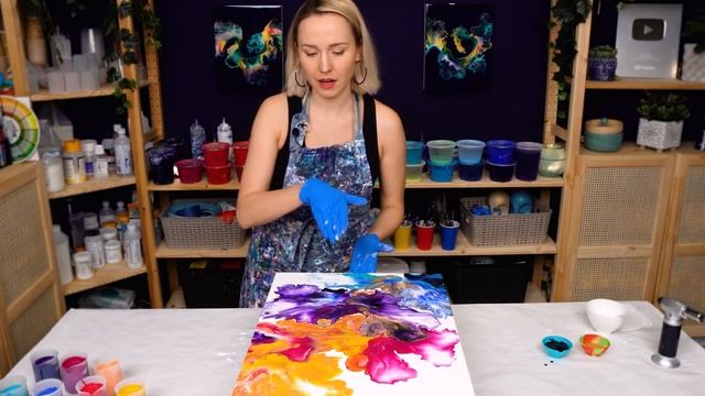 Bang!? Fireworks of COLORS ??NEW Gradient Criss-Cross Pour ~ Abstract Painting | Acrylic Pouring Ar смотреть онлайн