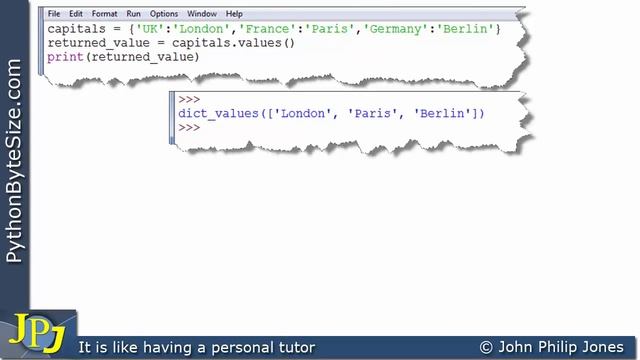 Pythons dict class values() method смотреть онлайн