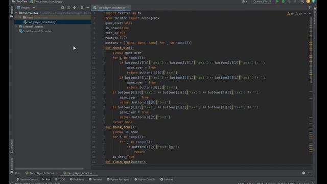 2 player Tic-Tac-Toe using python and tkinter смотреть онлайн