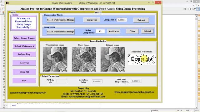 Image Watermarking with Compression and Noise Attack Using DWT & DCT Matlab Project with Source Cod смотреть онлайн
