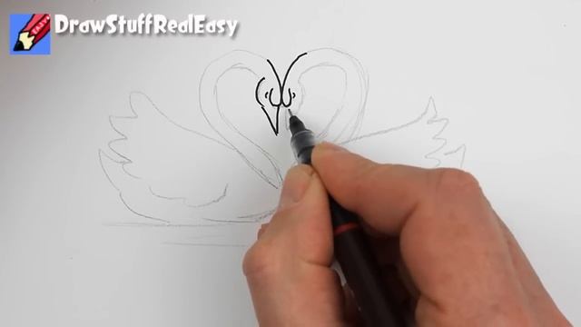 How to draw Swans of Love! Real Easy - |Step by Step with Easy - Spoken Instructions смотреть онлайн
