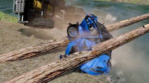 Тачки против недостроенного бревенчатого моста – BeamNG.Drive