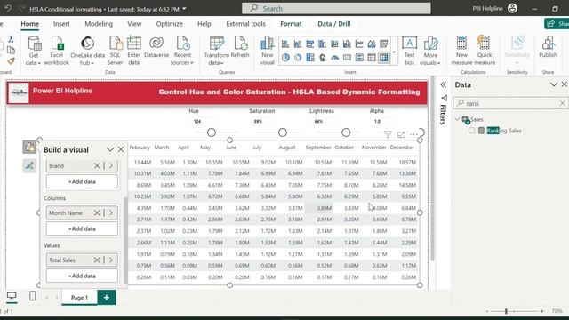 Slicer Controlled Color Properties In Power BI | HSLA Slicer In Power BI | Dynamically Change Color