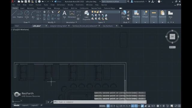Café layout plan for model house || AutoCAD Interior Design || 1 смотреть онлайн
