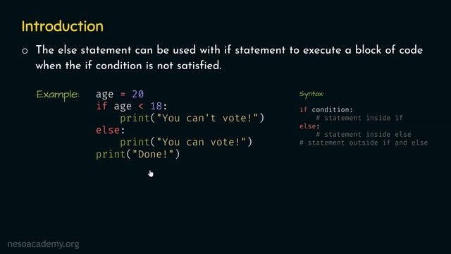 The if-else Statement in Python смотреть онлайн