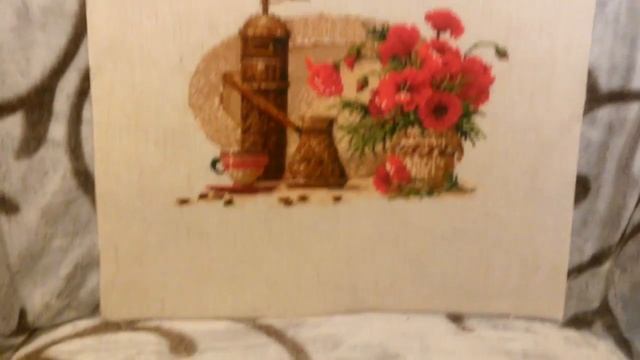 13. Вышивка крестиком. Обзор набора Риолис 1121 Кофе + готовая работа . смотреть онлайн