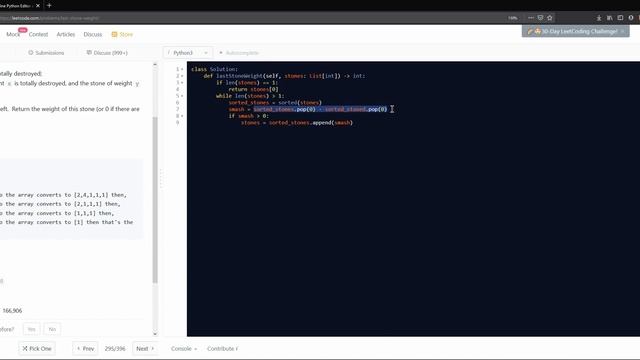 1046. Last Stone Weight | Python + Leetcode Technical Interview Practice смотреть онлайн
