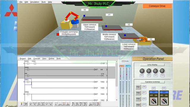 Mitsubishi FX Trainer Multiple Conveyor Drive Control смотреть онлайн