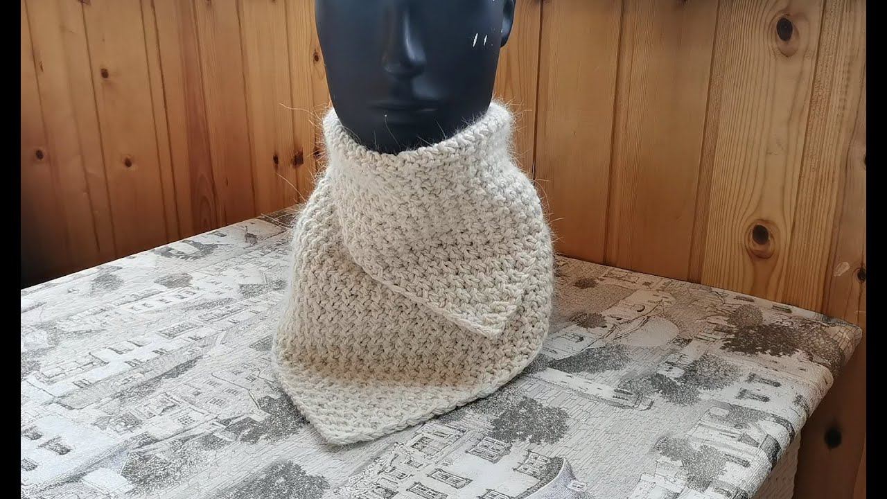 Утепляемся!!! Манишка-воротник спицами #манишка