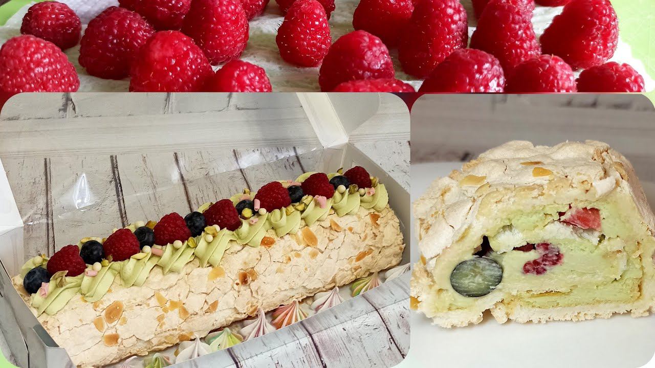 МЕРЕНГОВЫЙ РУЛЕТ С ФИСТАШКОВЫМ КРЕМОМ С МАСКАРПОНЕ//MERINGUE ROLL WITH PISTACHIO CREAM