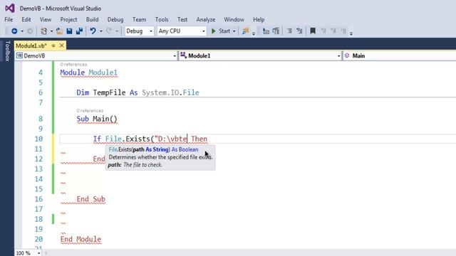 VB.Net Check If File Exists смотреть онлайн