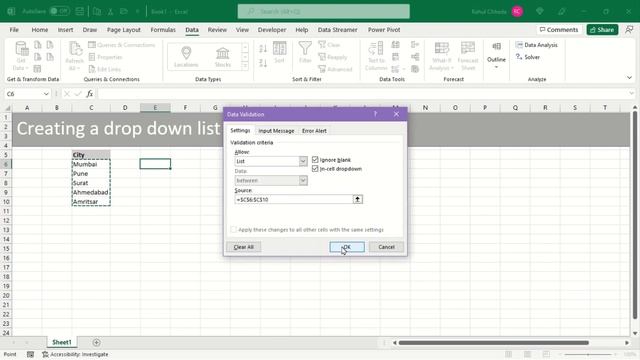 Drop down list in excel |Data validation list | Excel training смотреть онлайн