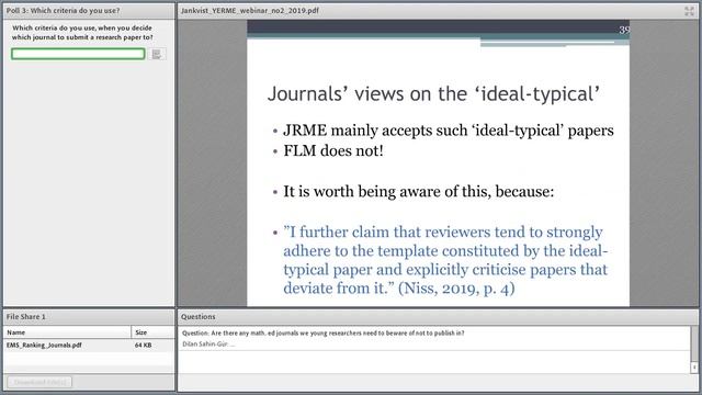 YERME Webinar 2 - Uffe T. Jankvist "On mathematics education research journals" October 29, 2019 смотреть онлайн