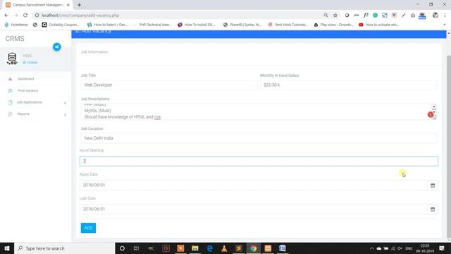 Campus Recruitment Management System using PHP and MySQL смотреть онлайн