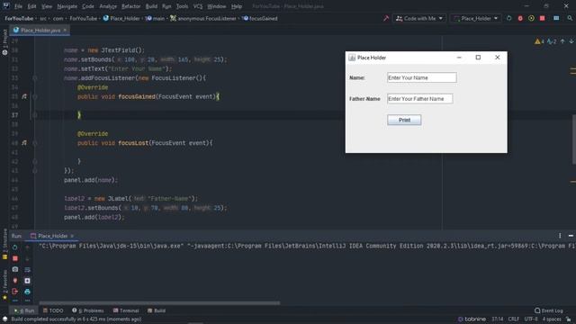 How To Add Place Holder In Java TextField | Text will disappear after Clicking смотреть онлайн