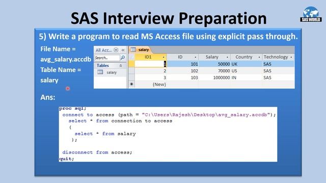 SAS Interview preparation 2 | EXPLICIT PASS THROUGH | DATABASE CONNECTION смотреть онлайн