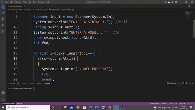 Java program to check if a vowel is present in the string using 2 ways смотреть онлайн