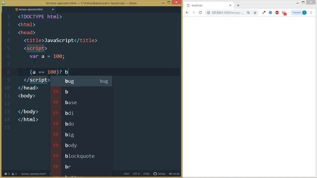 JavaScript Conditional Ternary Operator Tutorial in Hindi Video 16 | Yahoo Baba No. 1 | смотреть онлайн