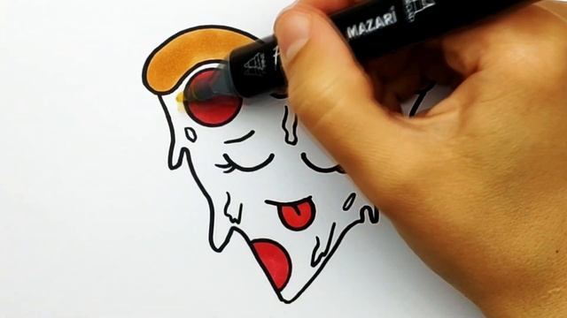 Как нарисовать Милую Пиццу. Рисуем Пиццу простым способом - рисунки для срисовки, шаг за шагом.#54 смотреть онлайн