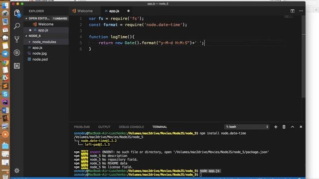 Основы Node.JS. 5 Создаем log файл смотреть онлайн