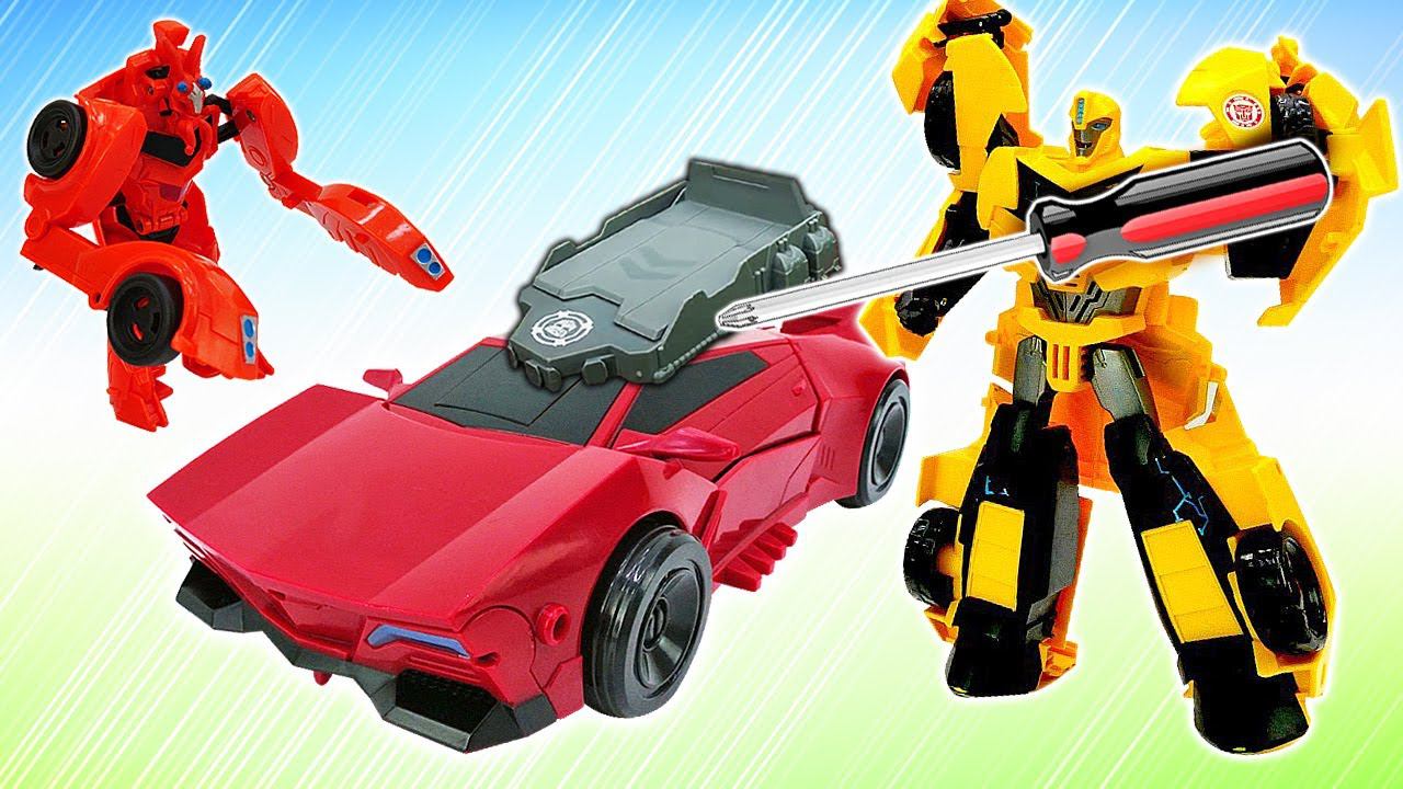 Роботы Трансформеры в мастерской Бамблби! Автоботы и Десептиконы в видео игры машинки для мальчиков смотреть онлайн