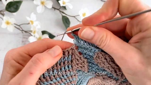 Embossed Crochet. Enclosing Second Yarn In Back Post Double Crochet.