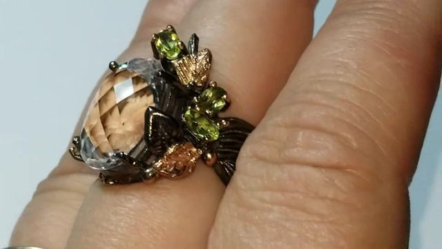 Серебряное кольцо Горный хрусталь . Размер 18.75 - 19 смотреть онлайн