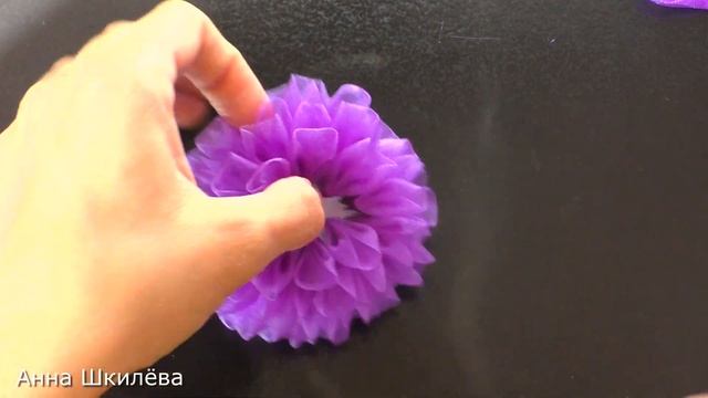 Цветок канзаши Циния из ткани органза. Kanzashi. смотреть онлайн
