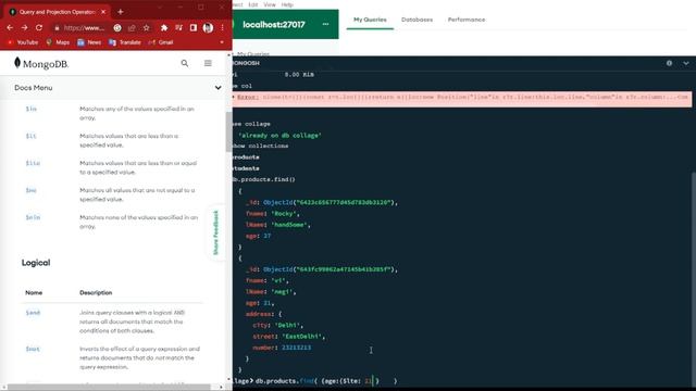 $lte in mongodb || Query Operators || mongoDB || mongosh смотреть онлайн