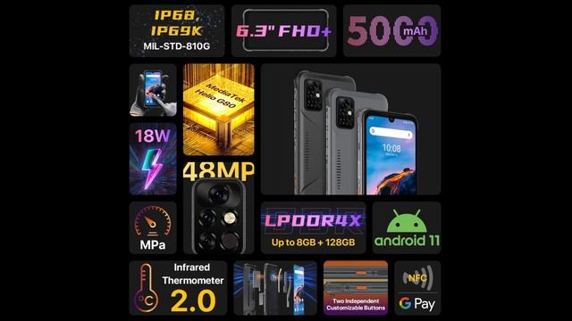 UMIDIGI BISON PRO Global Version Rugged Phone 128GB IP68 Helio G80 NFC 48MP Triple Camera 6.3"FHD+ смотреть онлайн