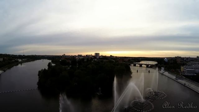 #8 Винница фонтан Roshen 9.05.2014 с высоты птичьего полета birds eye view смотреть онлайн