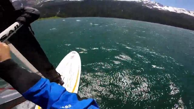 Silvaplana Fanatic Viper 75 Gun Cannonball 7.5 - POV + Beach View - Kite Line Dive Windsurfing смотреть онлайн