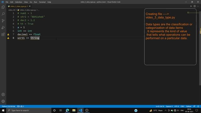 data types in python | in Hindi | python full course for beginners[2021] |#5 смотреть онлайн